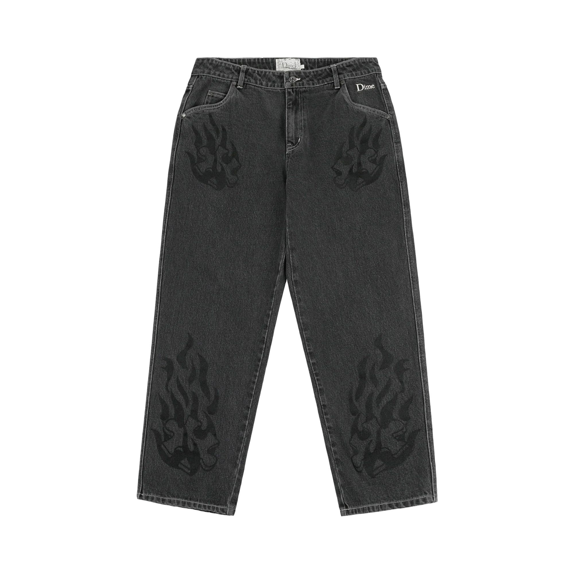 Buy Dime Flamepuzz Relaxed Denim Pants 'Black Washed Buy Dime Flamepuzz Relaxed Denim Pants 'Black Washed