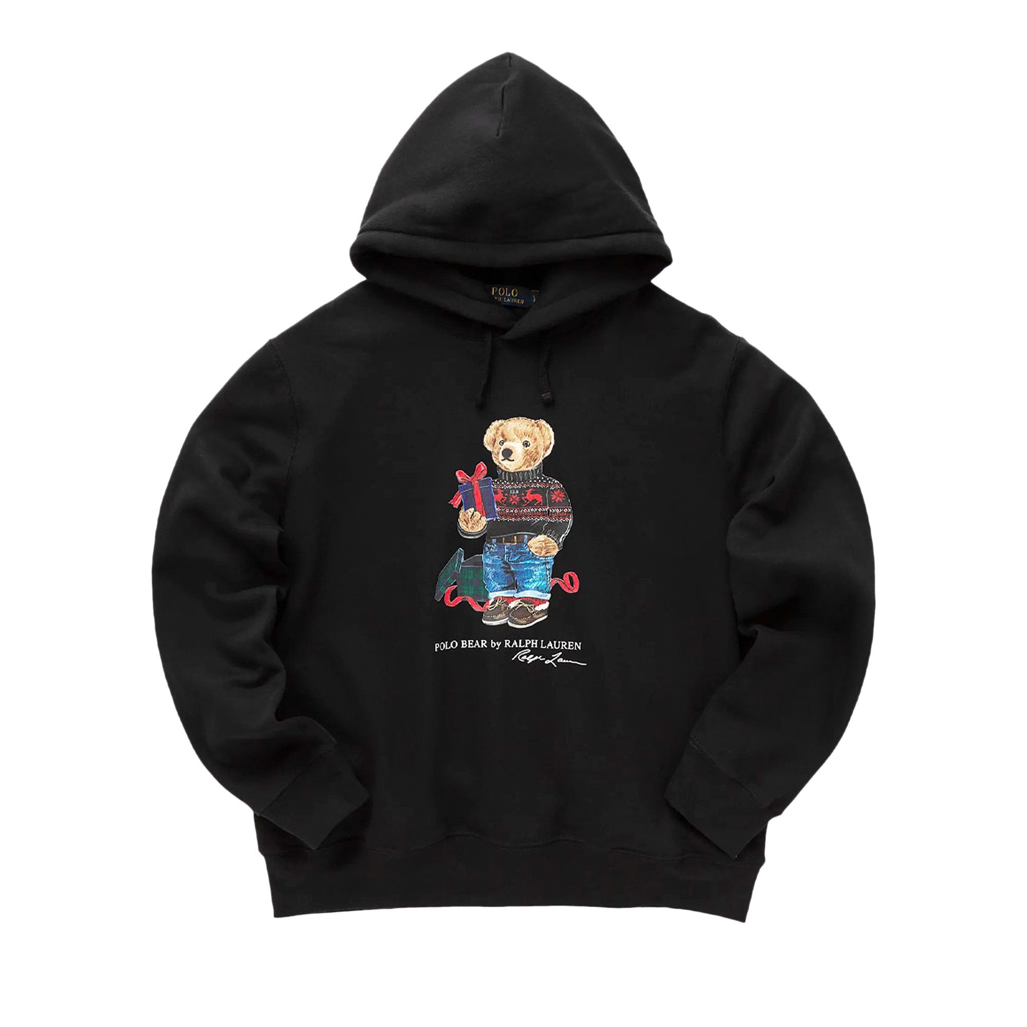 Black polo hoodie with bear deals