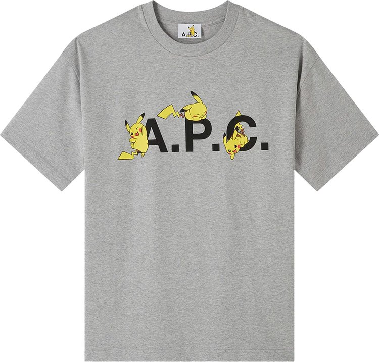 A.P.C. x Pokémon Pikachu T-Shirt 'Heather Pale Grey'