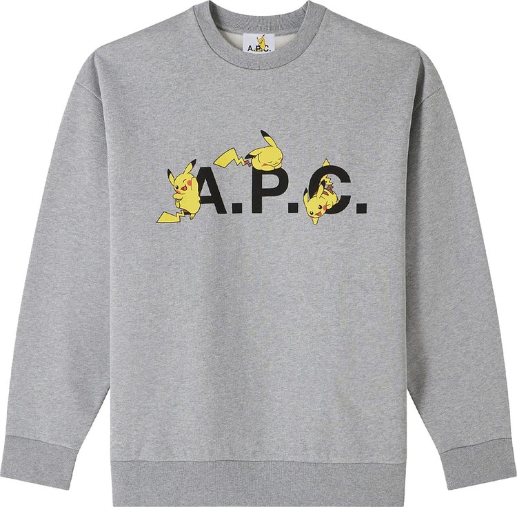 A.P.C. x Pokémon Pikachu Crew Sweater 'Heather Pale Grey'