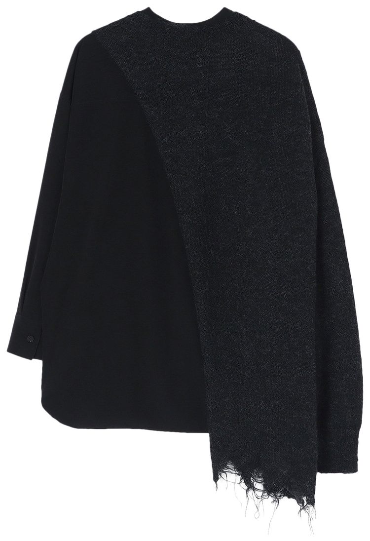 Ys Round Neck Knit Combi Shirt Black