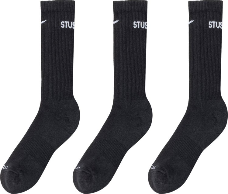 Stussy x Nike Dri-Fit Crew Sock (3 Pack) 'Black'