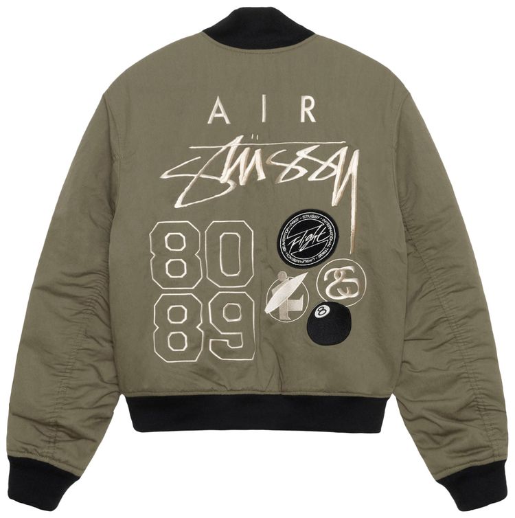 Stussy x Nike Reversible Varsity Jacket Medium OliveBright Mandarin