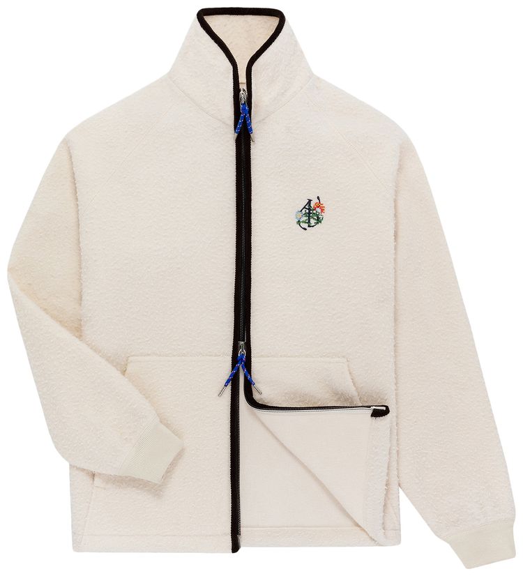 Aime Leon Dore x Drakes Casentino Wool Full Zip Fleece Jacket Bianco