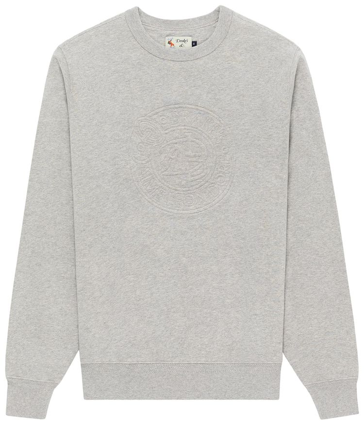 Aime Leon Dore x Drakes Embossed Crewneck Sweatshirt Heather Grey