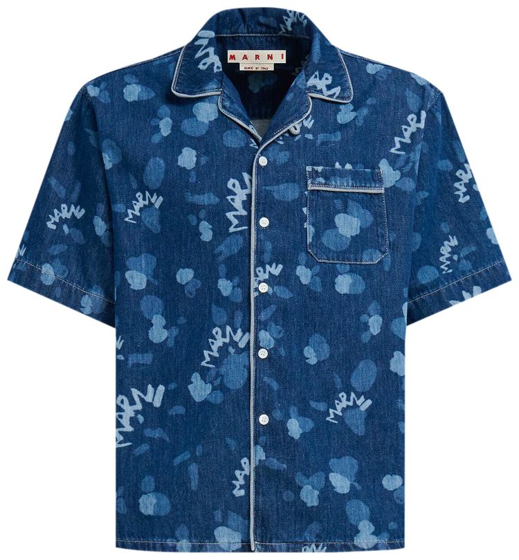 Marni Lightweight Denim Bowling Shirt Iris Blue