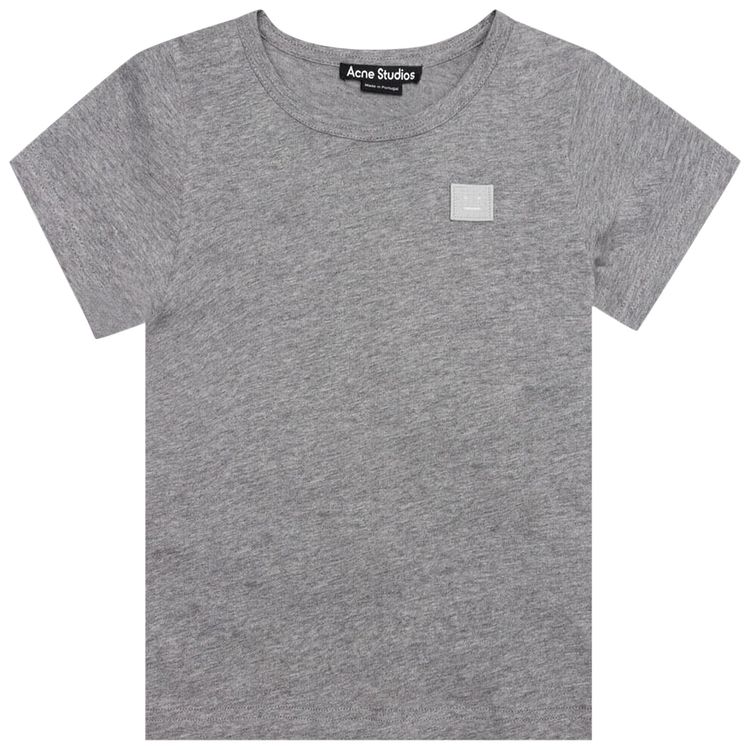Acne Studios Kids Nash Face T Shirt Light Grey Melange