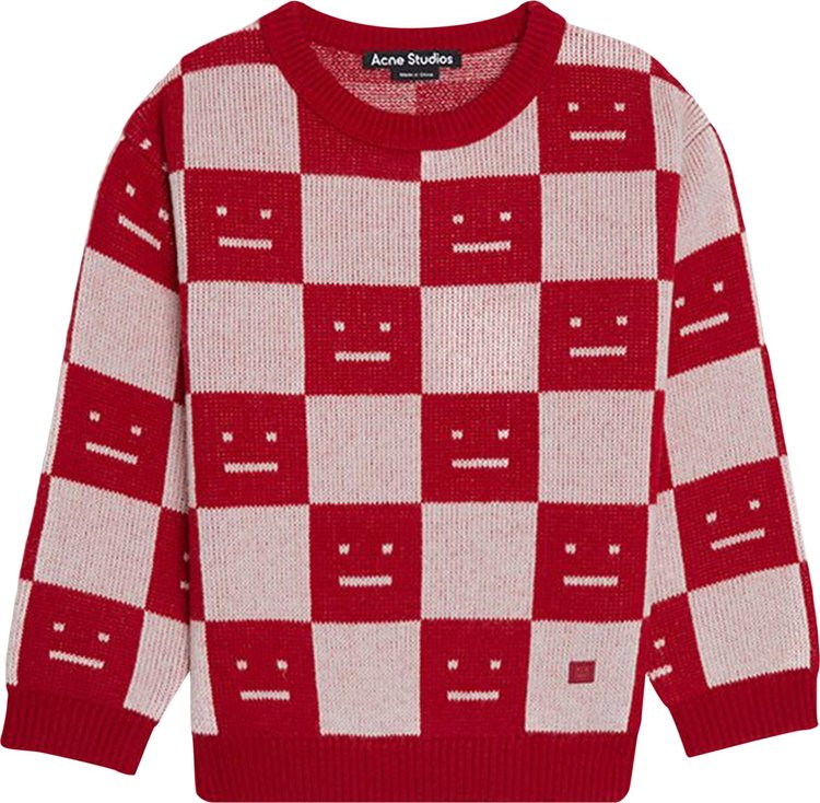 Acne Studios Kids Jacquard Logo Sweater 'Deep Red/Faded Pink Melange'
