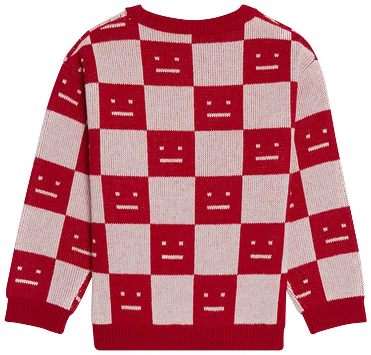 Acne Studios Kids Jacquard Logo Sweater Deep RedFaded Pink Melange