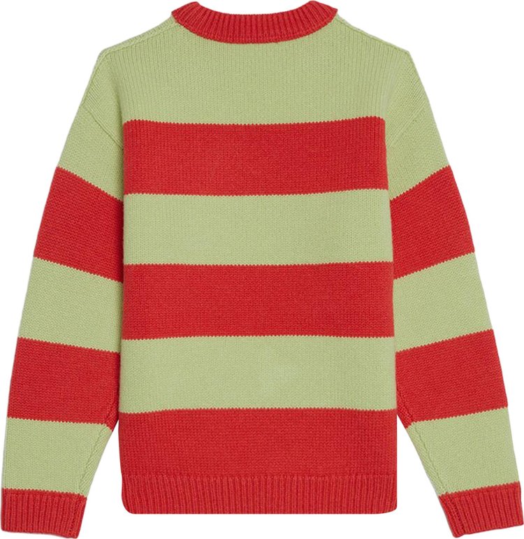 Acne Studios Kids Face Crewneck Sweater Sharp RedPale Green