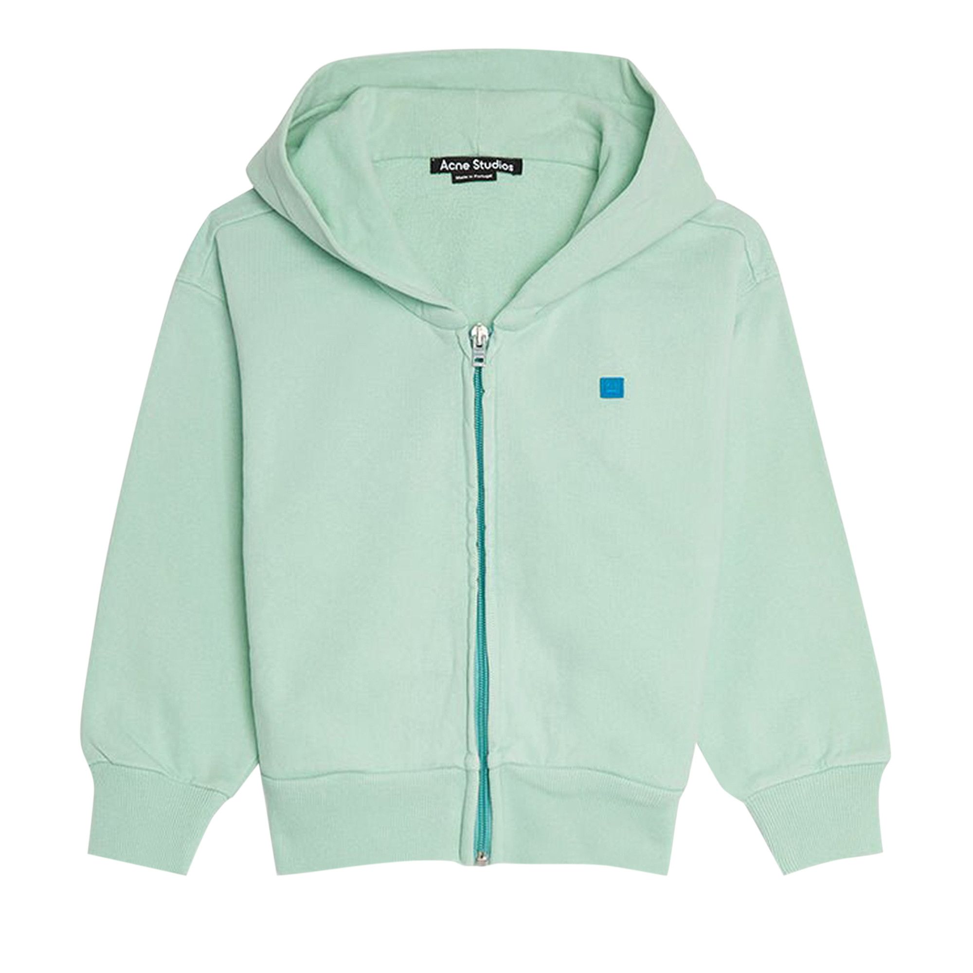 Buy Acne Studios Kids Logo Patch Zip Up Hoodie 'Sea Foam