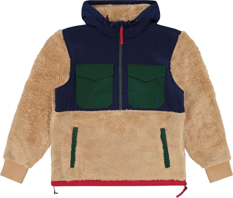 Polo Ralph Lauren Mixed Sherpa Fleece Half Zip Jacket 'Camel'