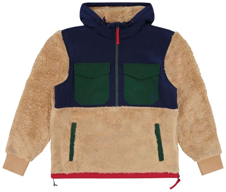 Polo Ralph Lauren Mixed Sherpa Fleece Half Zip Jacket 'Camel'