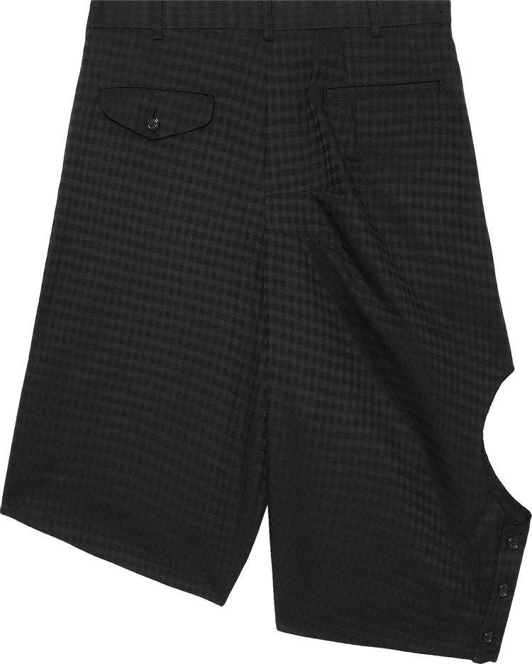 Comme des Garcons Homme Plus Asymmetric Check Shorts Black