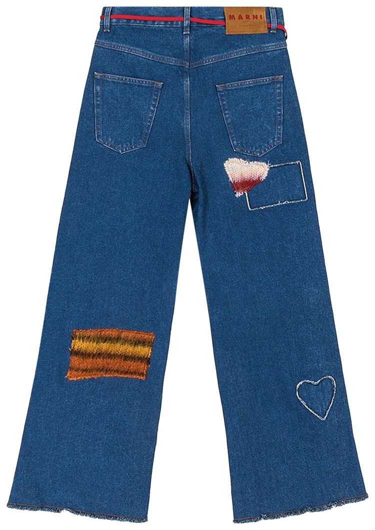 Marni Flared Mohair Patch Denim Ocean
