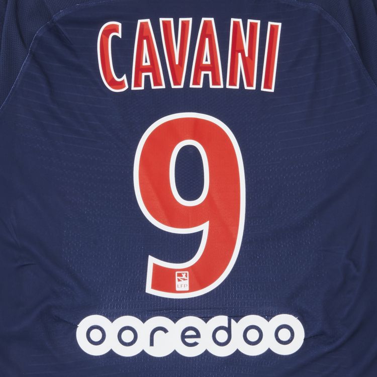 Pre Owned Paris Saint Germain Cavani 9 Home Match Jersey BlueRed
