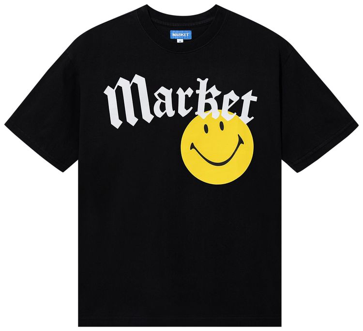Market Smiley Gothic T Shirt Washed Black