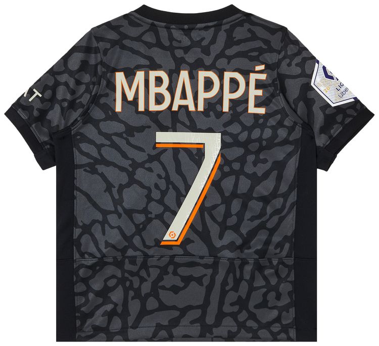 Paris Saint Germain Little Kids x Jordan Third Stadium Mbappe Ligue 1 Print Jersey Kit Black