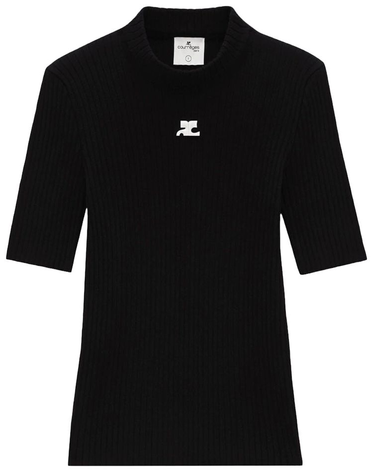 Courreges Reedition Knit Short Sleeve Jumper Black