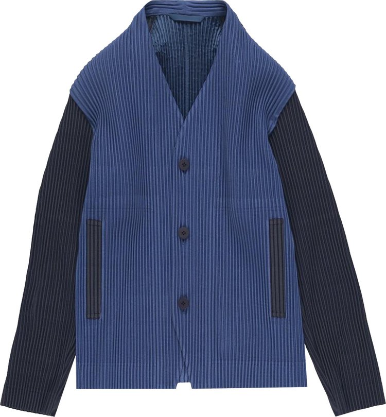 Homme Plisse Issey Miyake Color Block Jacket Stormy Blue