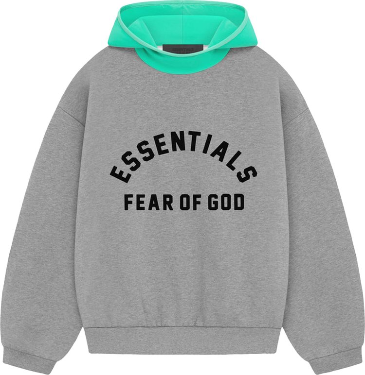 Fear of God Essentials Nylon Fleece Hoodie 'Dark Heather Oatmeal/Mint Leaf'