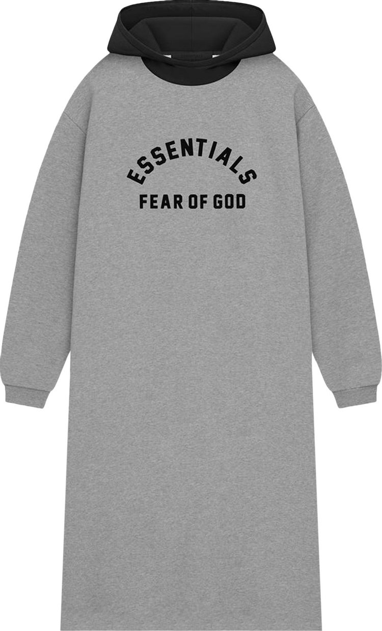 Fear of God Essentials Nylon Fleece Hooded Dress Dark Heather OatmealJet Black