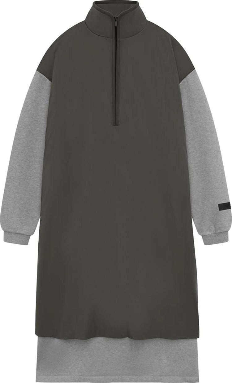 Fear of God Essentials Nylon Fleece Mockneck Sweater Dress Dark Heather OatmealInk