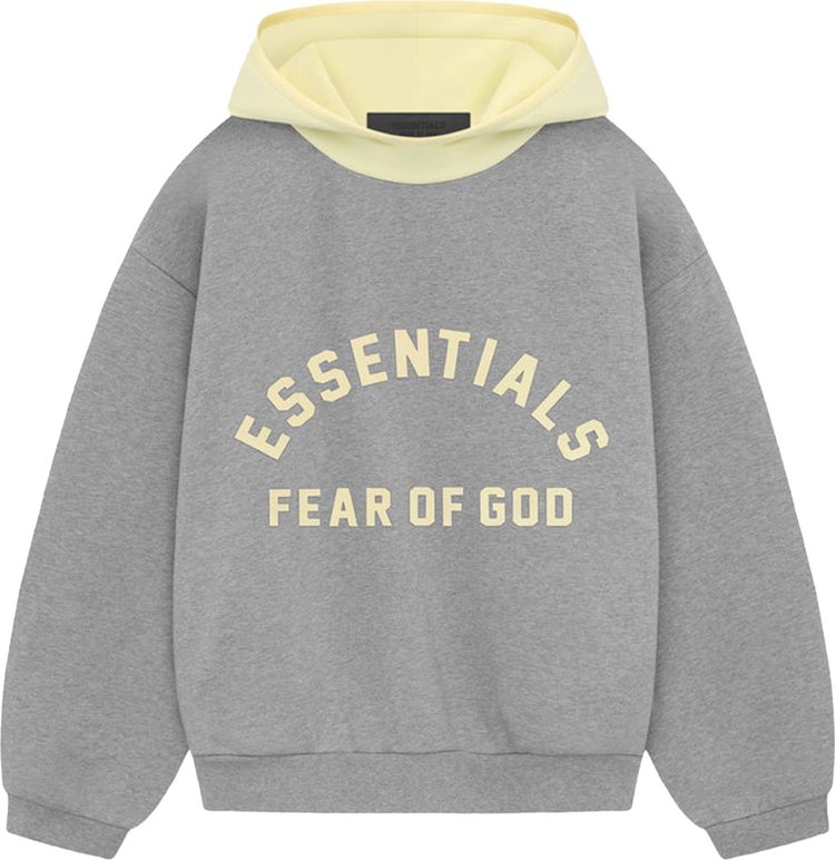 Fear of God Essentials Kids Nylon Fleece Hoodie 'Dark Heather Oatmeal/Garden Yellow'