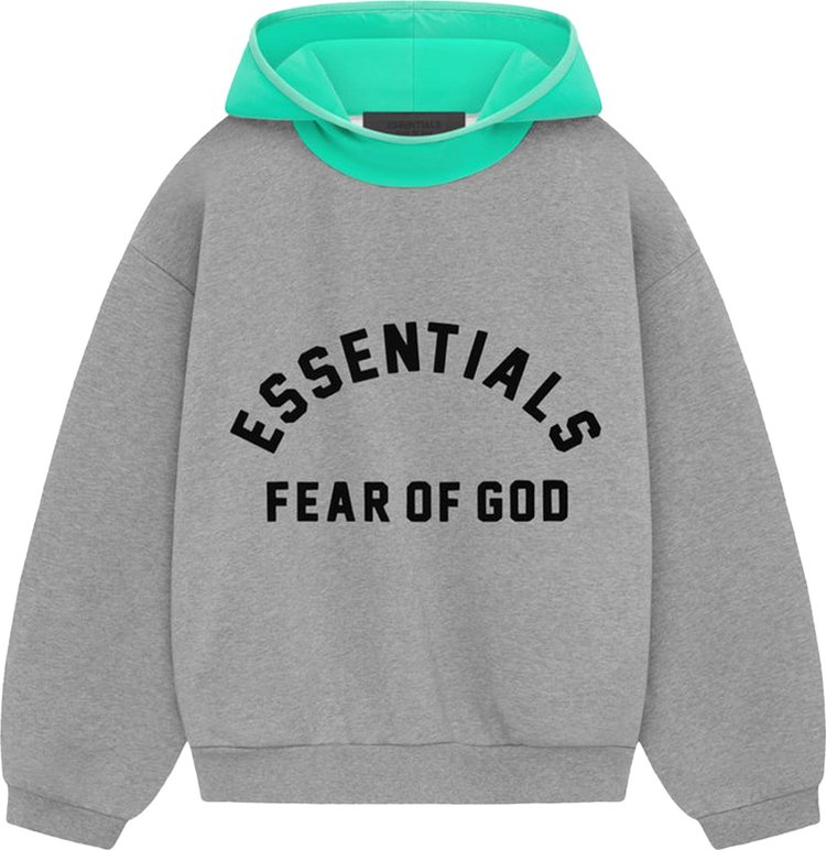 Fear of God Essentials Kids Nylon Fleece Hoodie 'Dark Heather Oatmeal/Mint Leaf'
