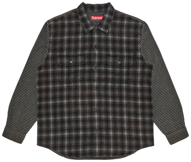 Supreme Houndstooth Plaid Flannel Shirt Black
