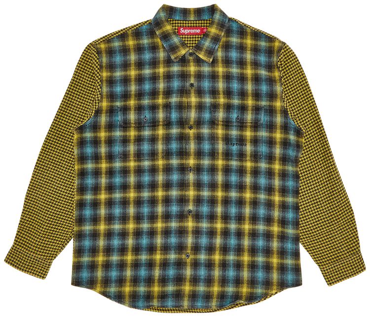 Supreme Houndstooth Plaid Flannel Shirt Yellow