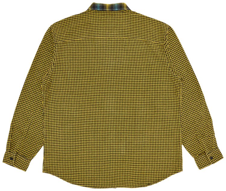 Supreme Houndstooth Plaid Flannel Shirt Yellow