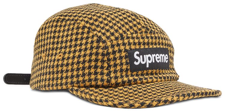 Supreme Houndstooth Wool Camp Cap Yellow