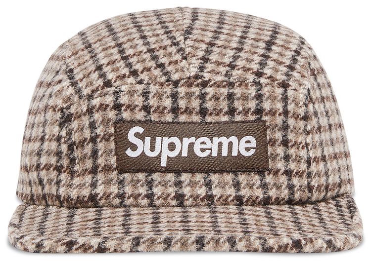 Supreme Houndstooth Wool Camp Cap Tan