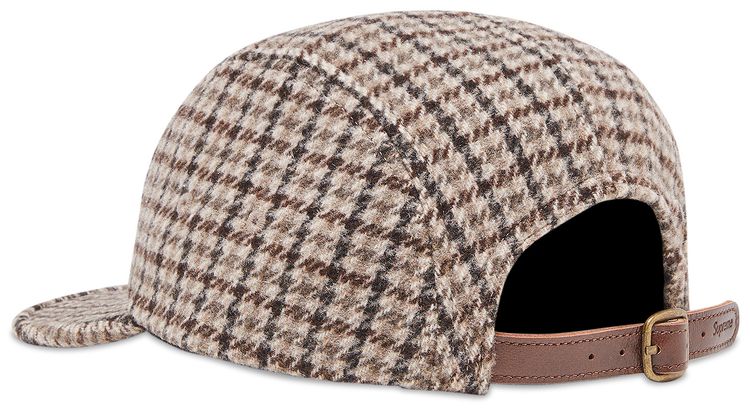 Supreme Houndstooth Wool Camp Cap Tan