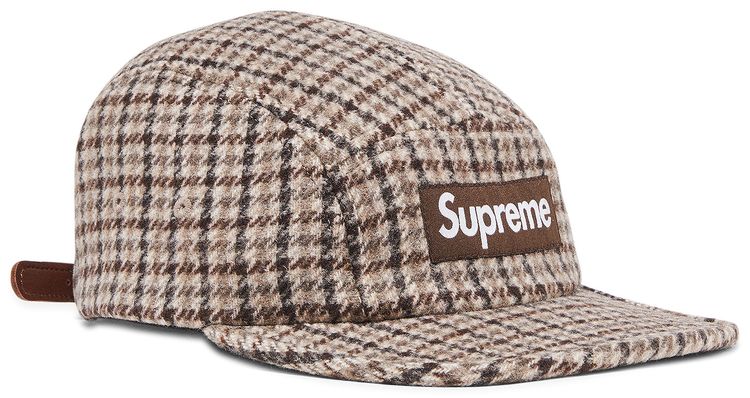 Supreme Houndstooth Wool Camp Cap Tan