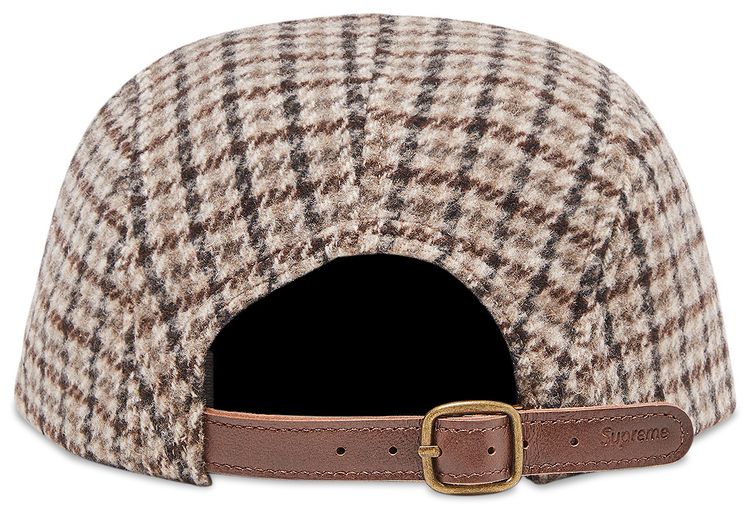 Supreme Houndstooth Wool Camp Cap Tan