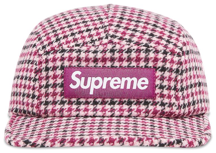 Supreme Houndstooth Wool Camp Cap Pink