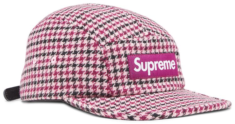 Supreme Houndstooth Wool Camp Cap Pink