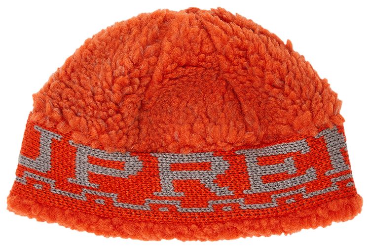 Supreme Sherpa Logo Beanie Burnt Orange