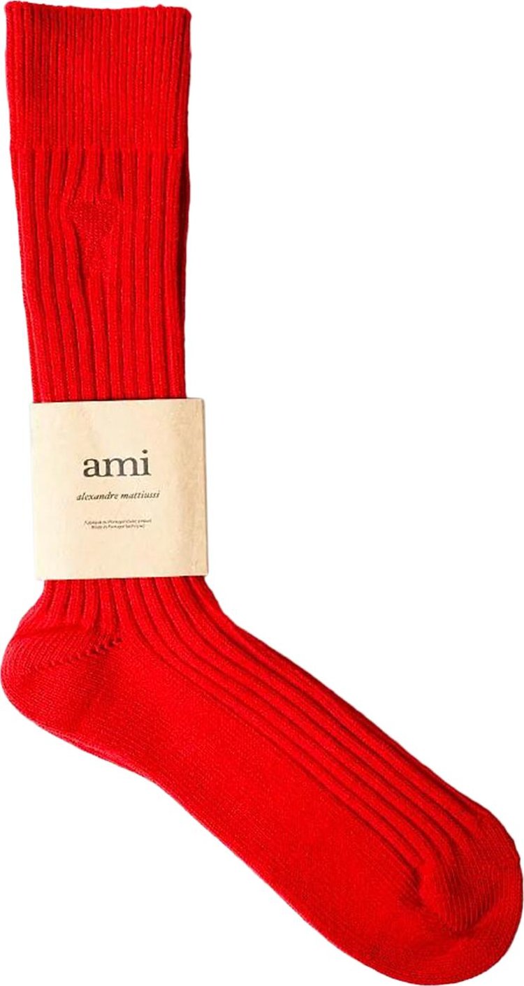 Ami Logo Socks 'Scarlet Red'