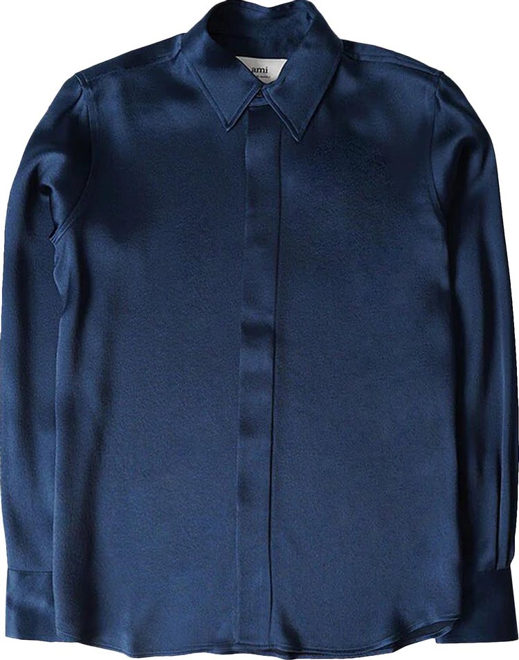 Ami Long Sleeve Shirt Nautic Blue