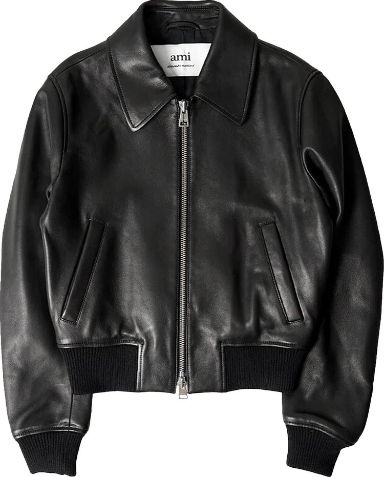 Ami Zip Leather Jacket 'Black'