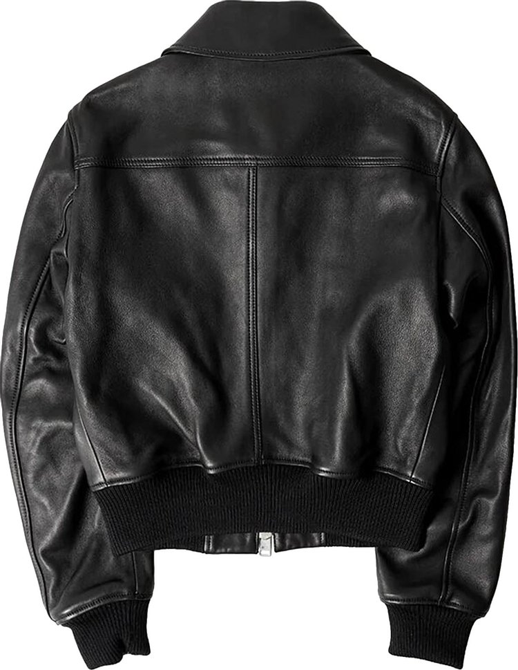 Ami Zip Leather Jacket Black