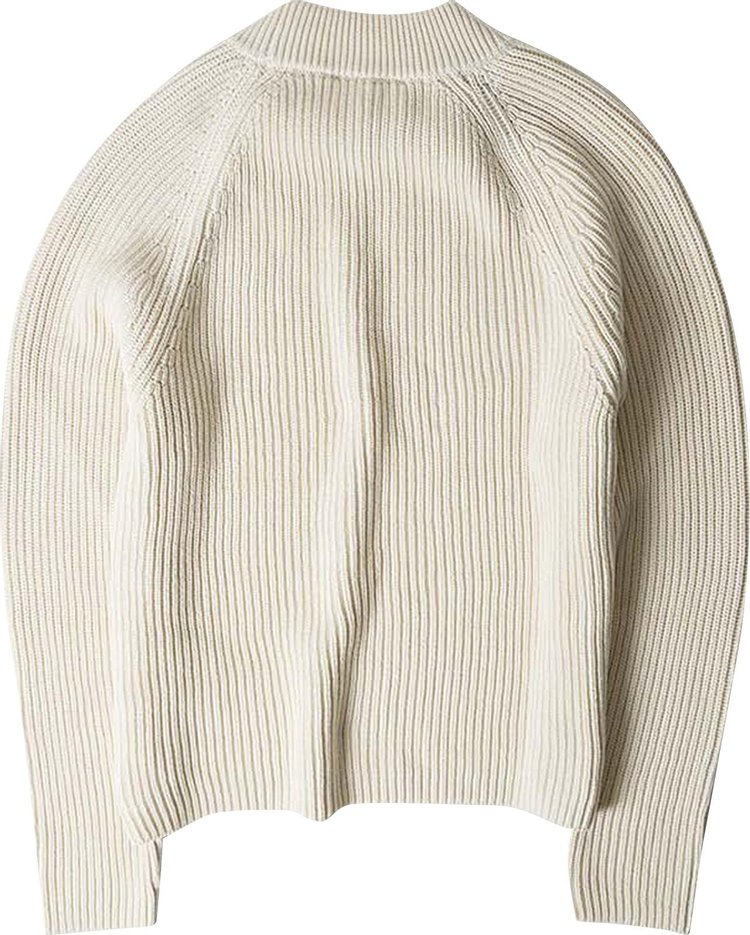 Ami Logo Label Ribbed Crewneck Ivory