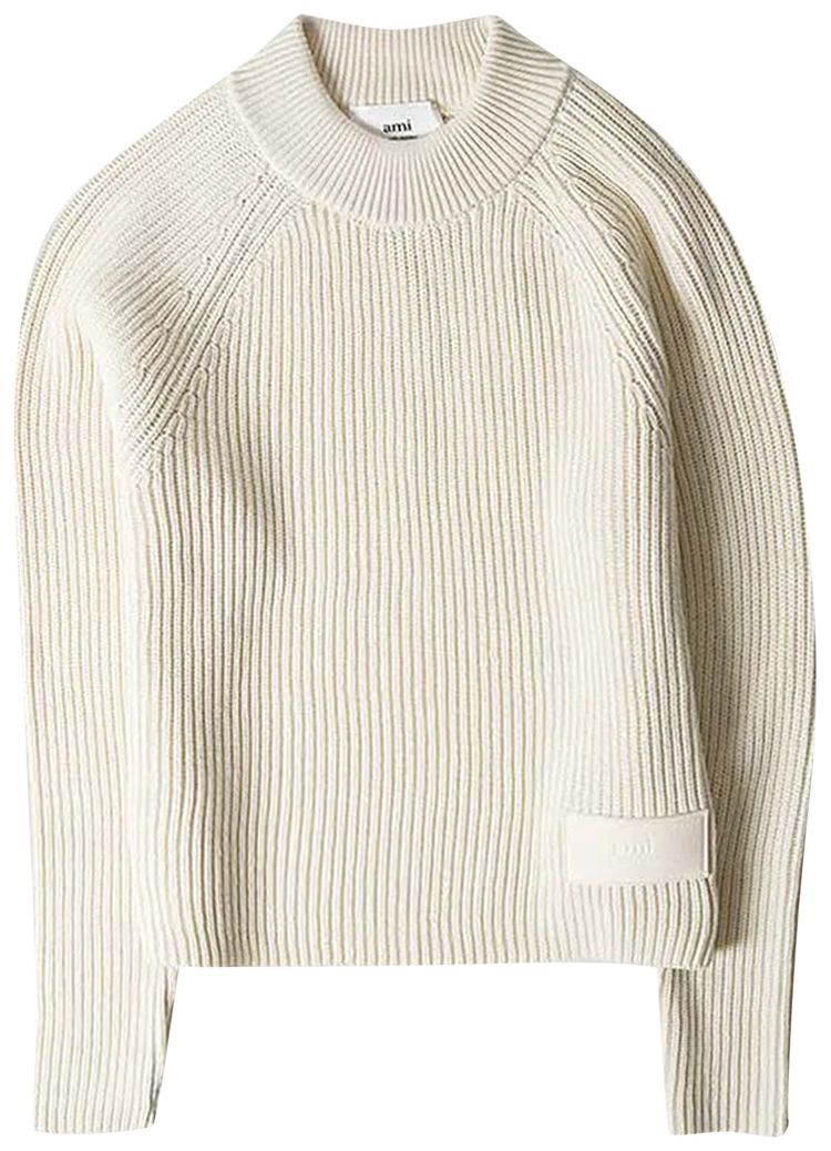Buy Ami Label Knit Sweater 'Ivory' - FKS024 KN0031 185 | GOAT