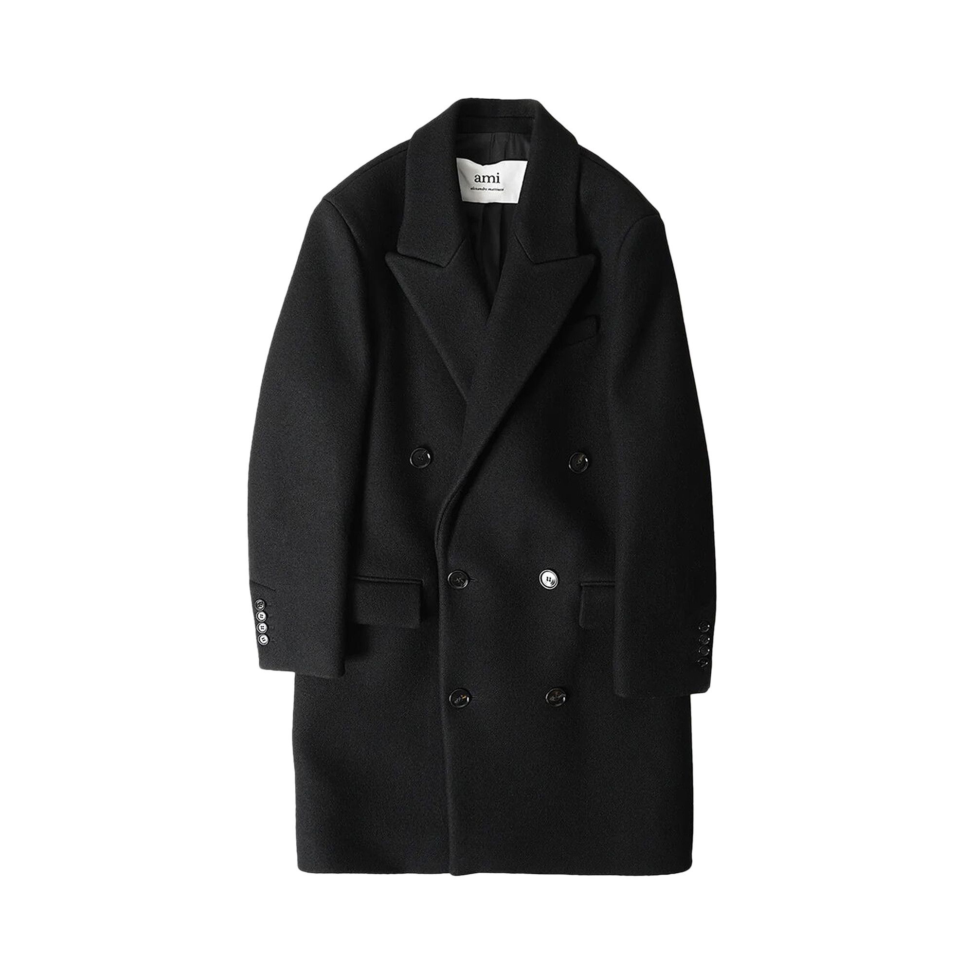 AMI｜COATS (FCO105 WV0020 001) Buy AMI PARIS women black double-breasted wool coat for $773