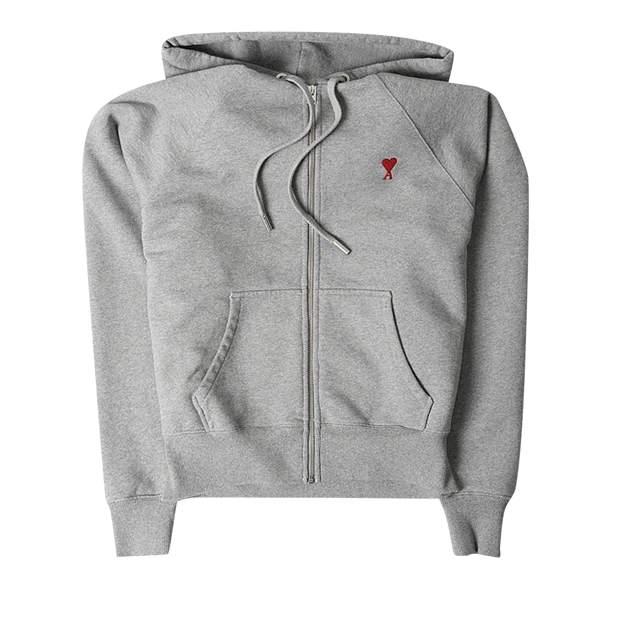 Buy Ami Zipped Hoodie 'Heather Grey' - USW415 747 055 | GOAT