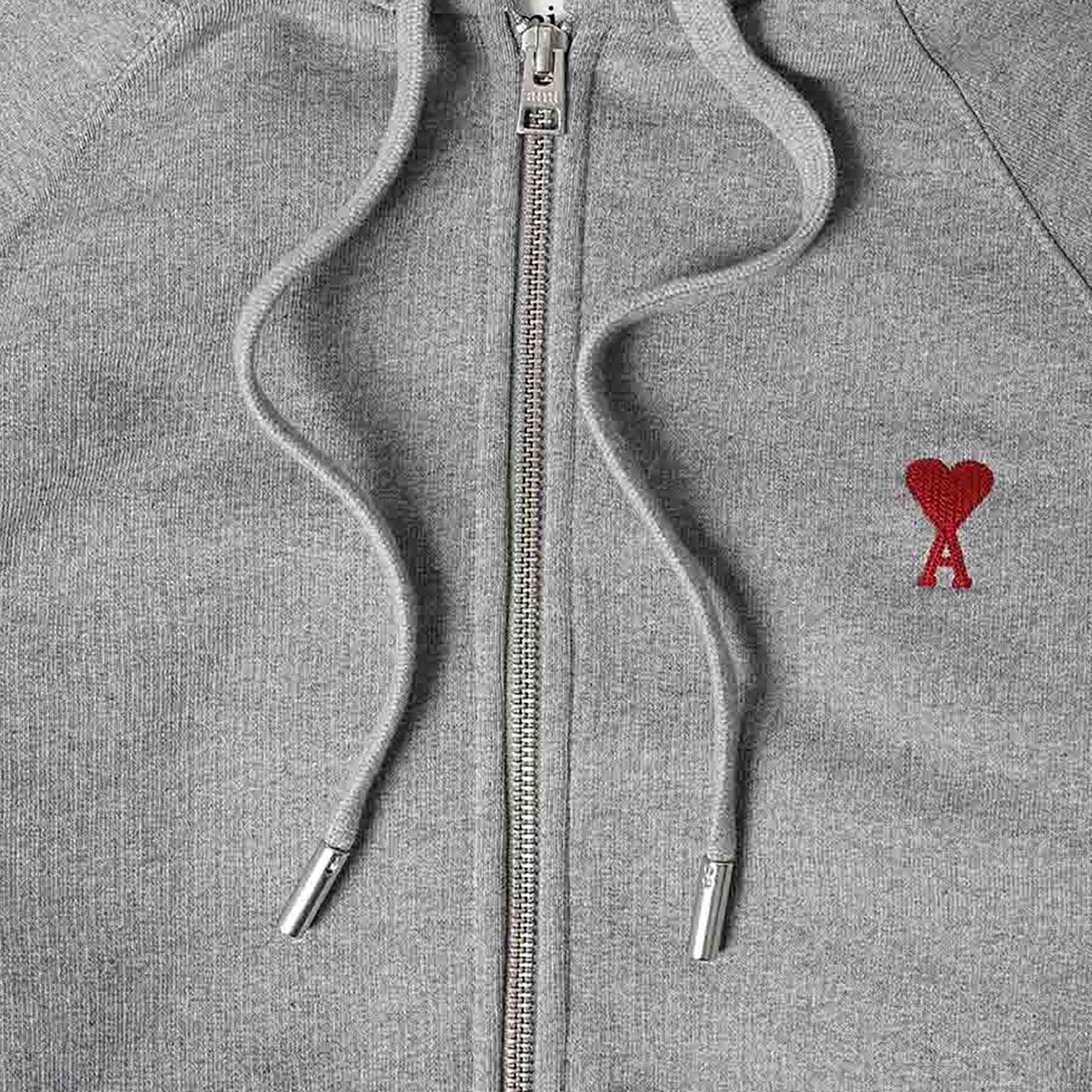 Buy Ami Zipped Hoodie 'Heather Grey' - USW415 747 055 | GOAT
