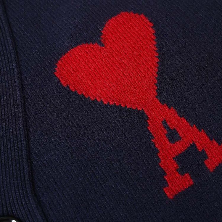 Ami Large Heart Cardigan Blue